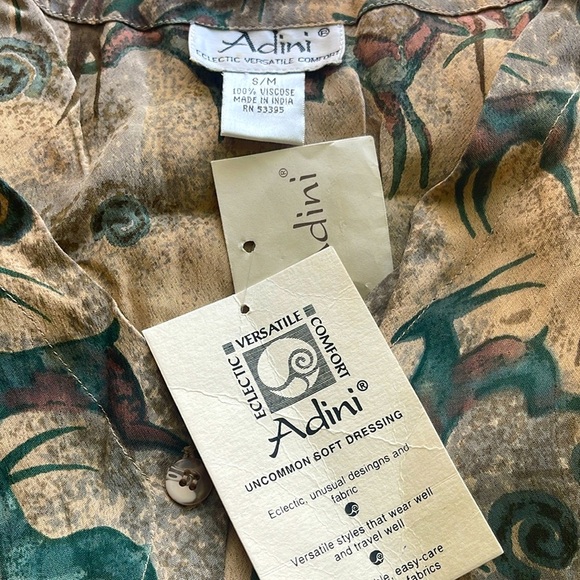 NWT Vintage Adini Button Down Sheer Safari Shirt Size S/M NWT - Picture 3 of 5
